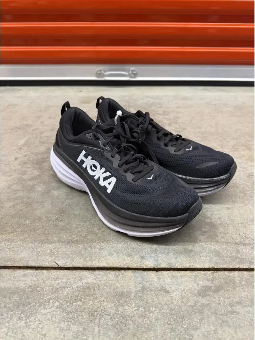 hoka one one bondi 8 black and white running gym shoes 11.5 MENS / NO INSOLES